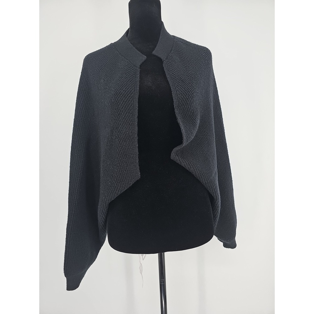 House of Harlow 1960 Cropped‎ Open Cardigan Black Batwing Knit One Size